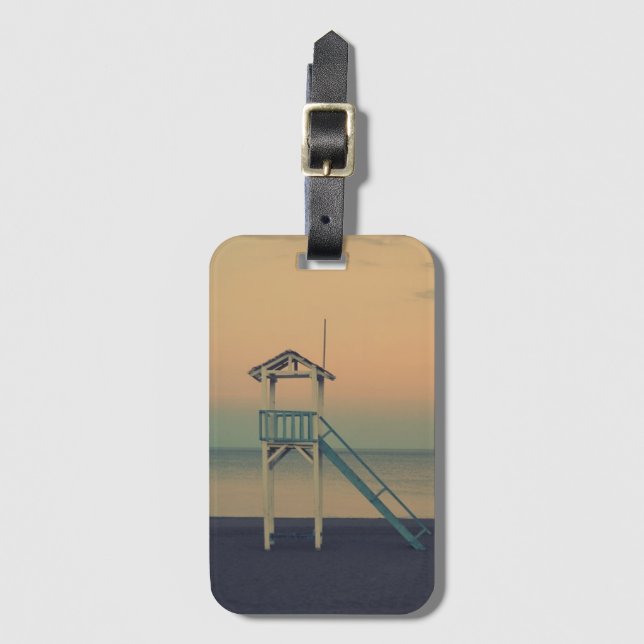 Retro Beach Lifeguard Torn Sunset Bagagebricka (Framsida vertikal)