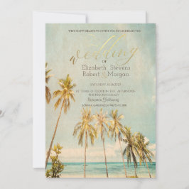 Retro Beach Palms Bröllop Inbjudningar