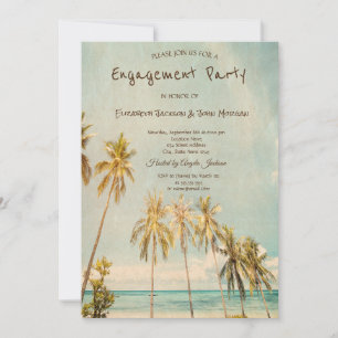 Retro Beach Palms Bröllopsinbjudan Inbjudningar