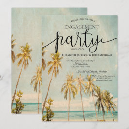 Retro Beach Palms Förlovning Inbjudningar