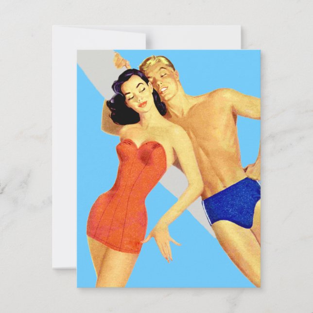 Retro Beach Party Inbjudningar (Framsida)