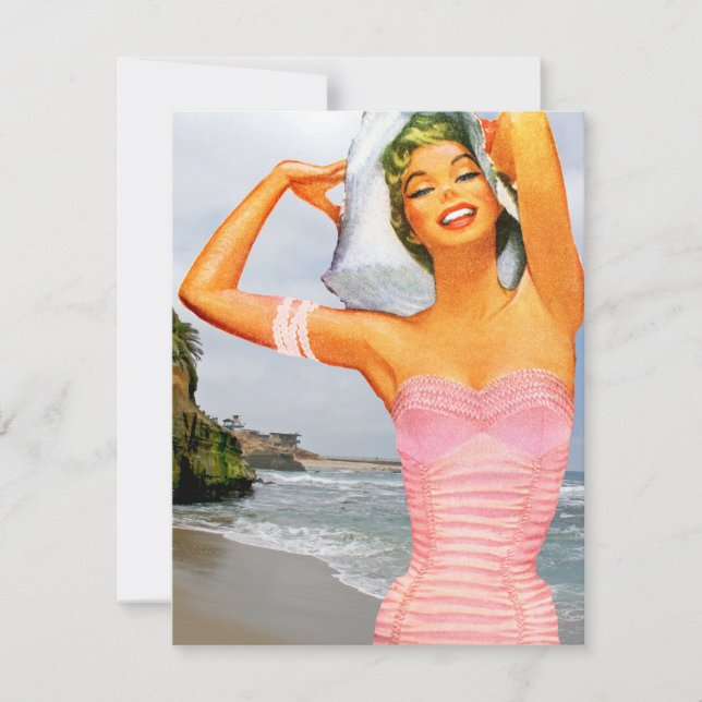 Retro Beach Party Inbjudningar (Framsida)