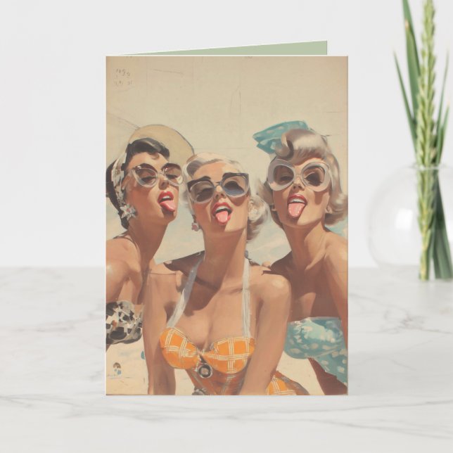Retro Beach Pin-Up Vibes Kort (Framsida)