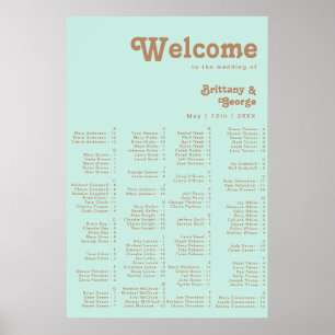 Retro Beach   Poster med alfabetisk sittplats i Aq
