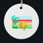 Retro Beach Punta Cana Margarita Julgransprydnad Keramik<br><div class="desc">En klassisk återstrandkonstruktion av havsolnedgång,  margarita och handflatan träd för Punta Cana i Dominikanska republiken. En gåva från fantastisk till vilken västindiska semester som helst.</div>