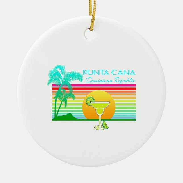 Retro Beach Punta Cana Margarita Julgransprydnad Keramik (Framsidan)