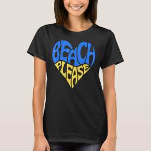 Retro Beach Snälla Kärlek Heart-Trendiget Vågigt P T Shirt