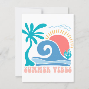 Retro Beach Sol vykort - "Summer Vibes"