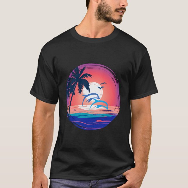 Retro Beach Sunset 1 T Shirt (Framsida)