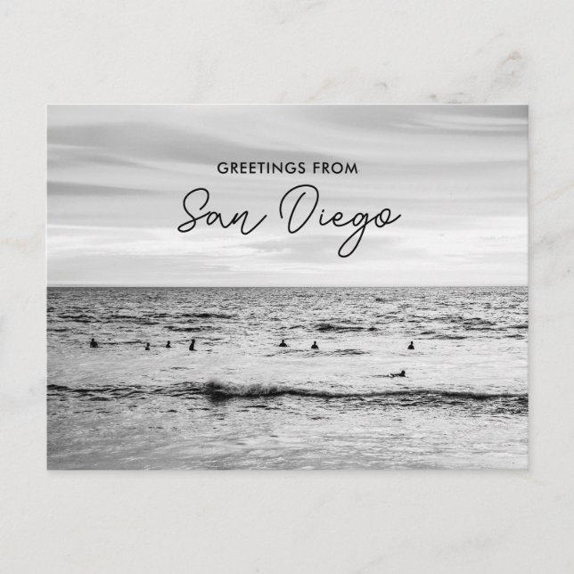 Retro Beach Surfar Hälsningar från San Diego Vykort (Framsida)
