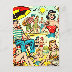 Retro Beach-Tecknader Vykort
