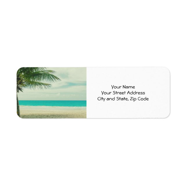 Retro Beach-tema Returadress Etikett (Framsidan)