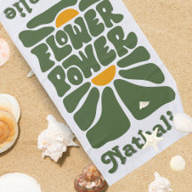 Retro Beach Towel with Namn - Personlig Gift