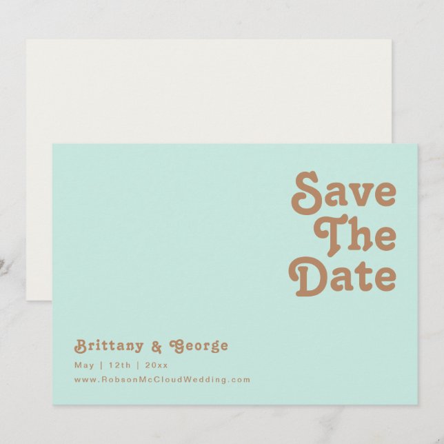 Retro Beach | Vågrät Aqua Spara datum Datumet (Fram/baksida)