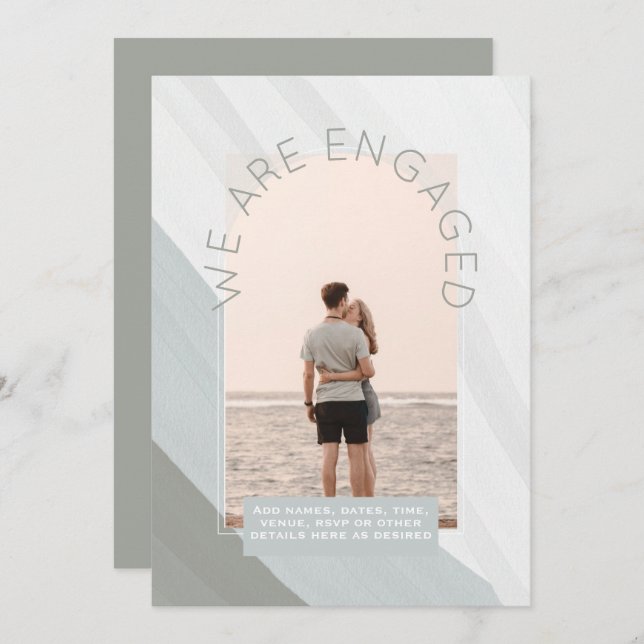 RETRO Beach Vibe Bröllop Stationery PHOTO Inbjudningar (Fram/baksida)