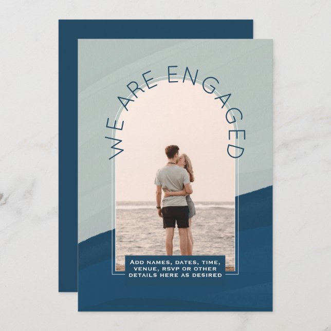 RETRO Beach Vibe Bröllop Stationery PHOTO Inbjudningar (Fram/baksida)