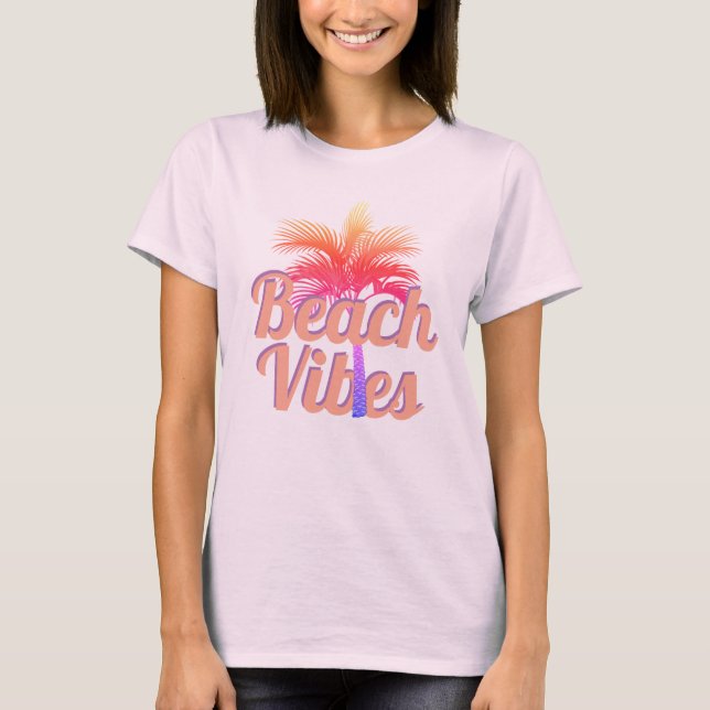 Retro Beach Vibes Handflatan Träd T Shirt (Framsida)