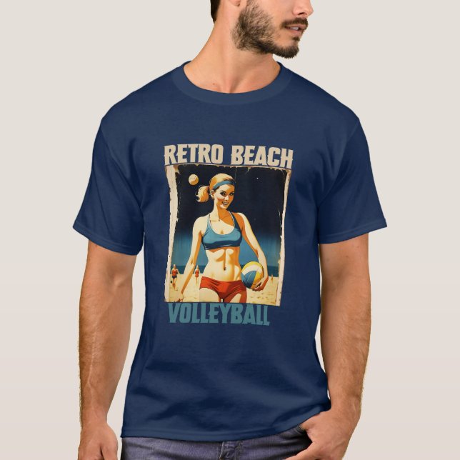 Retro Beach Volleyball T Shirt (Framsida)