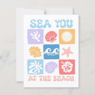 Retro Beach-vykort - "Sea You at the Beach" Vykort