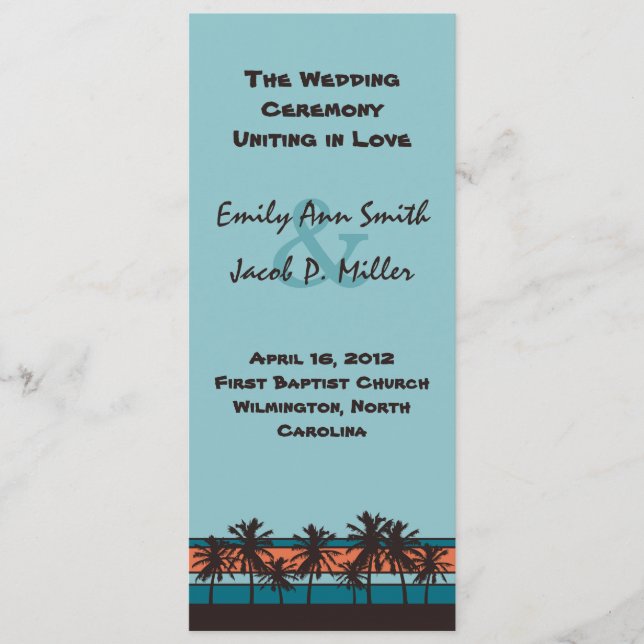 Retro Beach Wedding Program (Framsida)