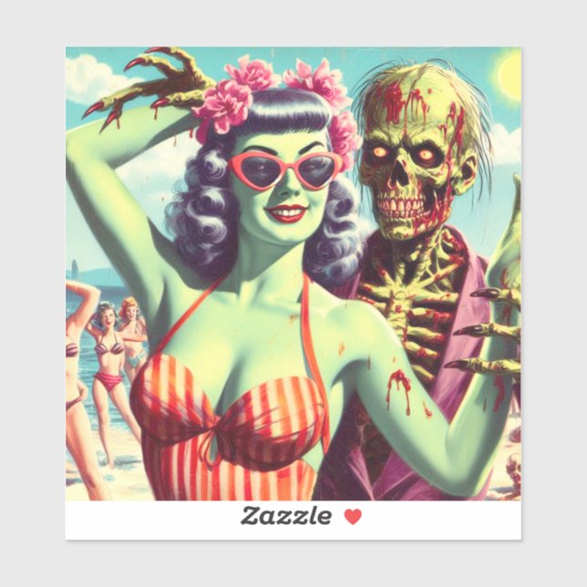 Retro Beach Zombie Pin-Up Klistermärken (Ark)