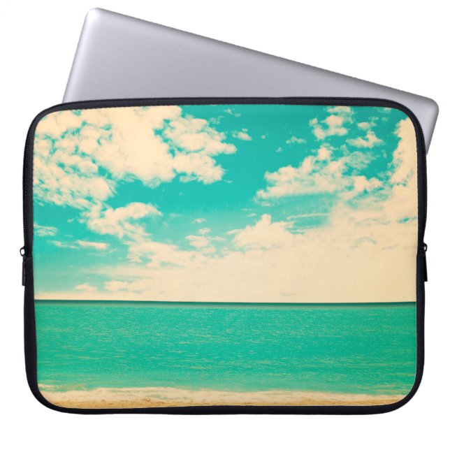 Retro beachstrand, retro, poster, foto, bakgrund laptop fodral (Framsidan)