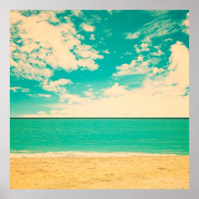 Retro beachstrand, retro, poster, foto, bakgrund poster (Framsidan)