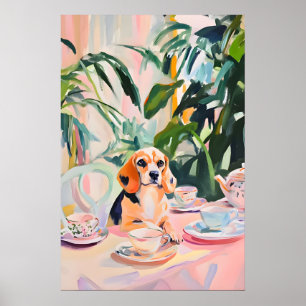 Retro Beagle Affisch, Beagle Oljemålning, Vintage Poster