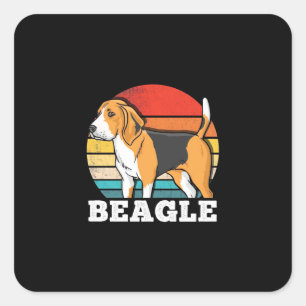 Retro Beagle Hund Fyrkantigt Klistermärke