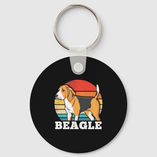 Retro Beagle Hund Nyckelring (Framsida)