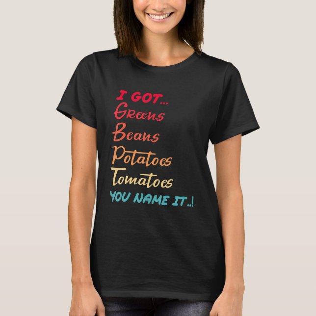 Retro Beans Grönt Potatis Tomatis Kärlek Thanksgi T Shirt (Framsida)