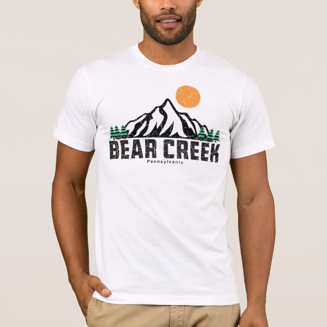 Retro Bear Bäck Ski Sunset T Shirt (Framsida)