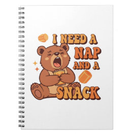 Retro Bear Nap First Lined Notebook Anteckningsbok