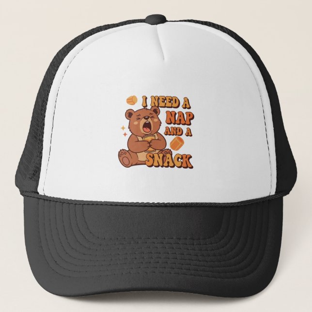 Retro Bear Nap Ready Trucker Hat Keps (Framsida)