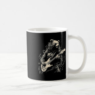 Retro Bear Spela Bass Guitar Bear Guitarist Musi Kaffemugg