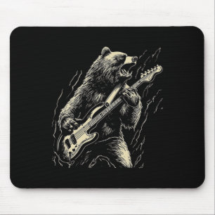 Retro Bear Spela Bass Guitar Bear Guitarist Musi Musmatta