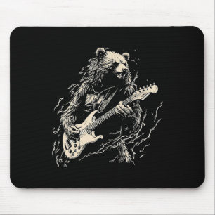 Retro Bear Spela Bass Guitar Bear Guitarist Musi Musmatta