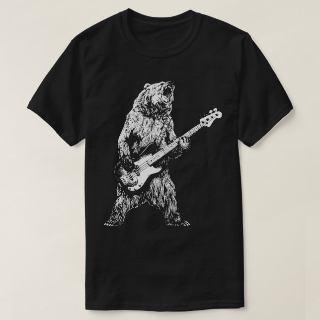 Retro Bear Spela Bass Guitar Bear Guitarist Musi T Shirt (Design framsida)