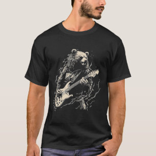 Retro Bear Spela Bass Guitar Bear Guitarist Musi T Shirt