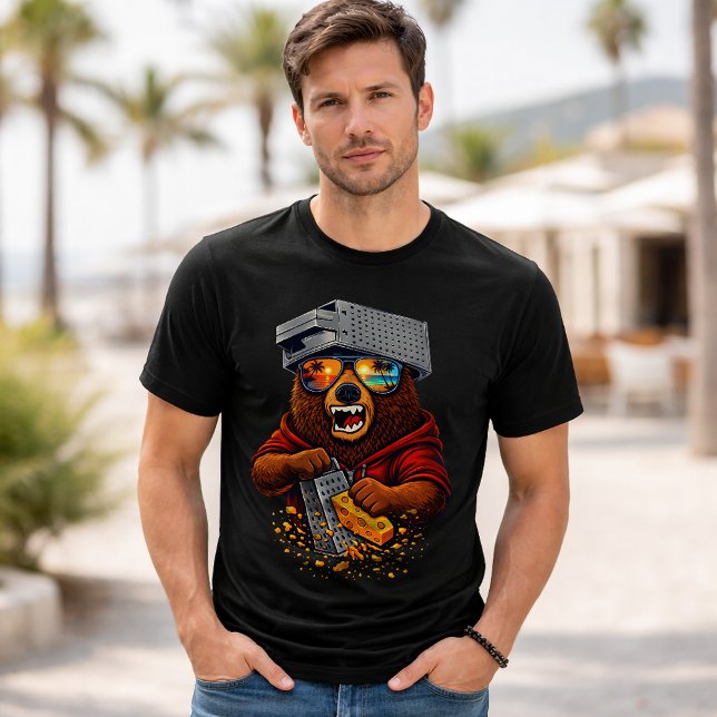 Retro Bear With Cheese Grater Hat and Sunglasses T Shirt (Skapare uppladdad)