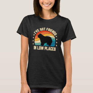 Retro Bearded Collie Jag har Har vänner i låg Stäl T Shirt
