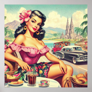 Retro Beauty Hispanic Girl Poster