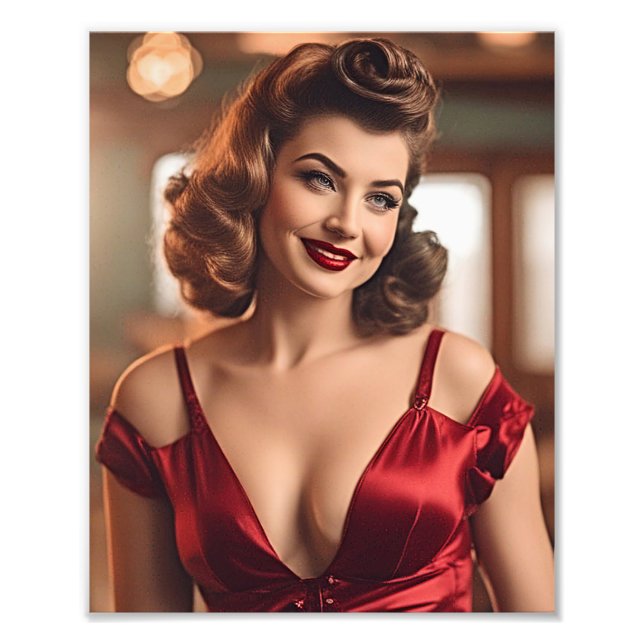 Retro Beauty i Red Fototryck (Framsidan)