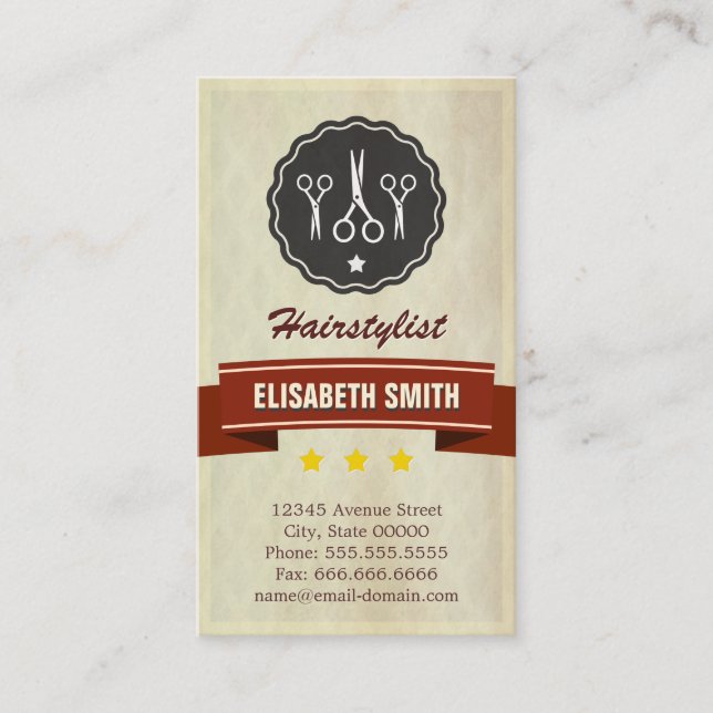 Retro Beauty Salon - Hair Stylist Visitkort (Framsida)