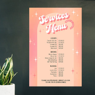 Retro Beauty Salon Peach & Rosa Pris List Poster