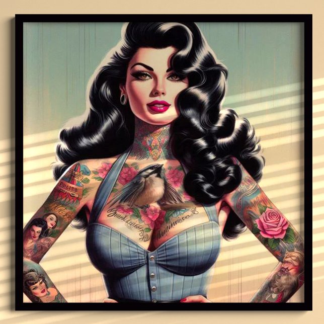 Retro Beauty Tattooed Pin up Poster (Skapare uppladdad)