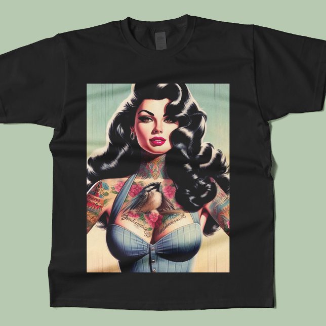 Retro Beauty Tattooed Pin up T Shirt (Skapare uppladdad)