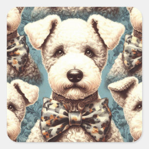 Retro Bedlington Terrier Illustration Fyrkantigt Klistermärke
