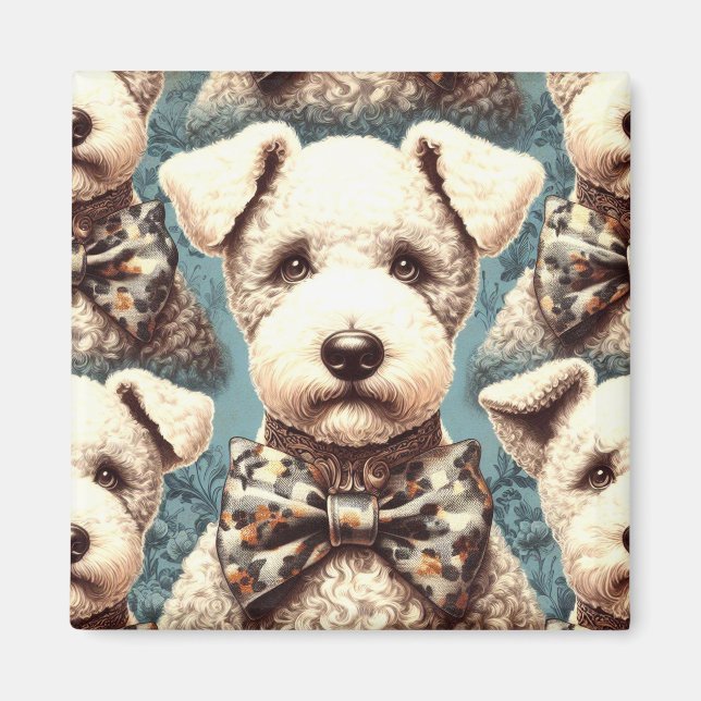 Retro Bedlington Terrier Illustration Magnet (Framsidan)