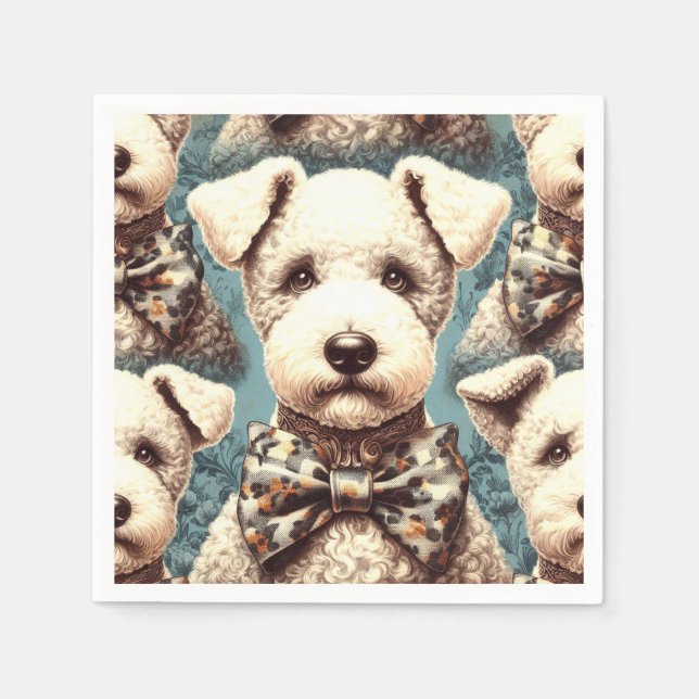 Retro Bedlington Terrier Illustration Pappersservett (Framsidan)